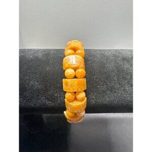 Quartz Butterscotch Egg Yolk Natural Polished Healing Stone Stretch Bracelet